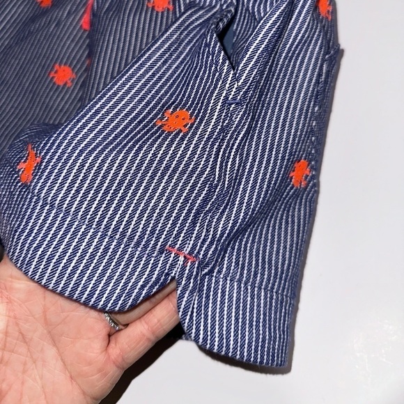 Mini Boden Girls 10 Years Railroad Stripe Neon Skull Cotton Shorts Heart Pockets - Picture 5 of 7